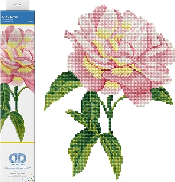 DIAMOND DOTZ Pink Rose Flower Diamond Painting Kit for Adults with Gems