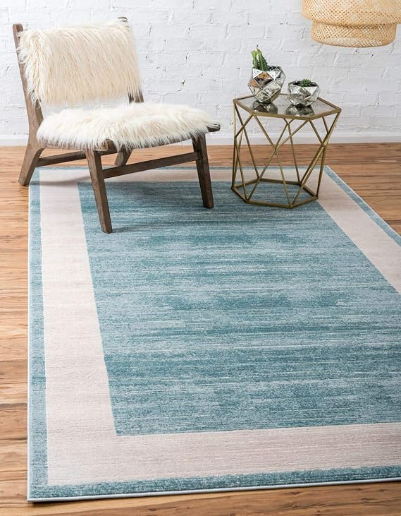 Unique Loom Jill Zarin Uptown Collection Area Rug - Yorkville (5' 1'' x 8' Rectangle, Turquoise/ Ivory)