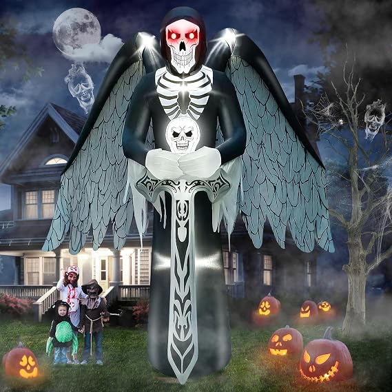 12FT Halloween Inflatables, Kalolary Giant Winged Grim Reaper Inflatable