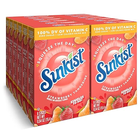 Singles To Go! Sunkist Drink Mix, Strawberry Tangerine, 72 Packets