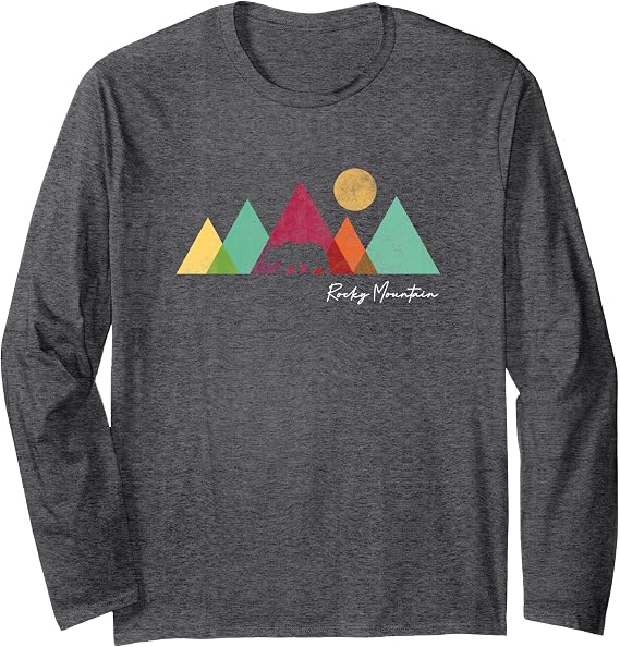 Rocky Mountains National Park Colorado Souvenir Bear Graphic Long Sleeve T-Shirt
