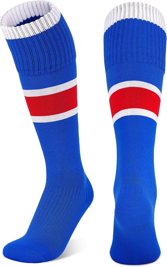 GRPSKCOS Boys Soccer Socks 1 Pair Kids Knee High Socks Baseball Athletic Football Sock for Boys Girls Youth 4-12 Years
