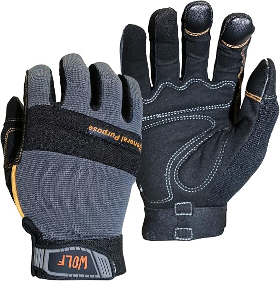 WOLF Mechanic All-purpose Stretchable Flex Grip Work Glove, Tactical, Dexterity