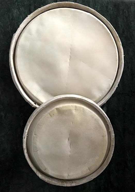 Pair of Premium Quality Dholak Pudi Skin Cover Head 6.5 and 9 Inch Leather