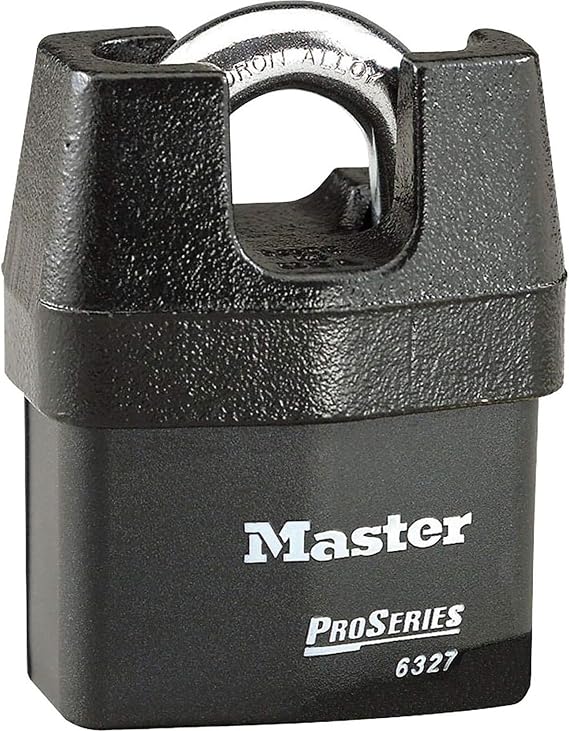 MASTER LOCK Heavy Duty Weatherproof Padlock [CEN Insurance Approved] [Closed Shackle] [Key] [Outdoor] 6327EURDCC – for Transportation and Industrial Applications