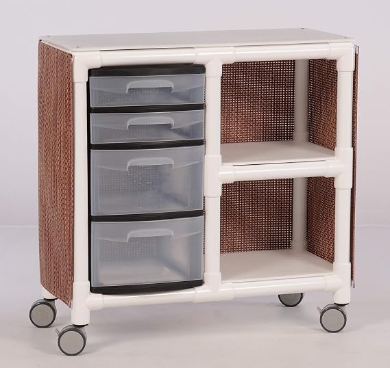 IPU Dialysis Supply Cart - White PVC - 2 Shelves - 44 lbs - 33.5" H x 33" W x 14.5" D - Easy-Maneuver Casters