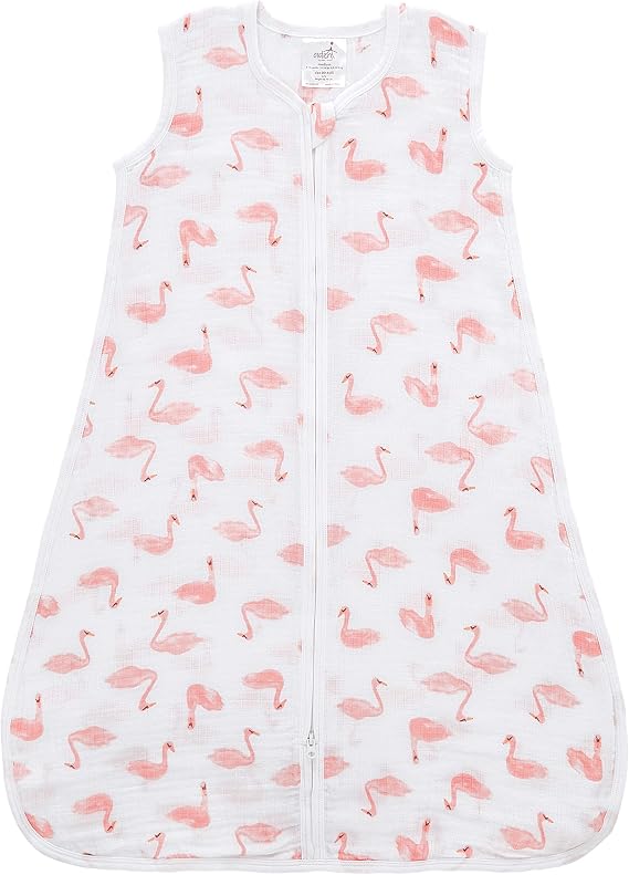 aden + anais Essentials Classic Sleeping Bag, 100% Cotton Muslin, Wearable Baby Blanket, Large, 12-18 Months, Briar Rose - Swans