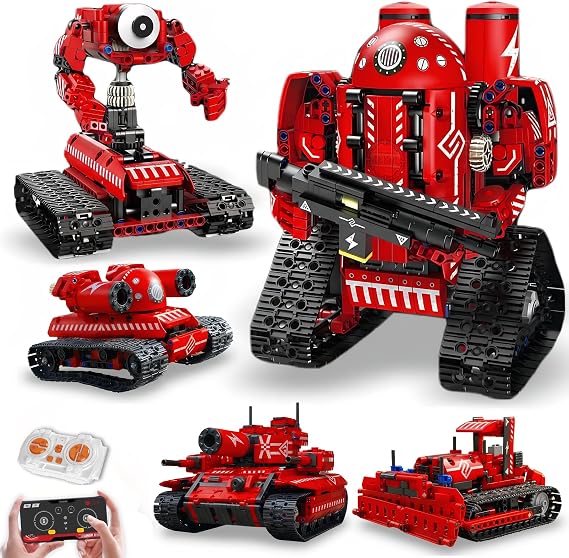 Robot Building Kit, 5-in-1, 495 Pieces, App Coding and RC
