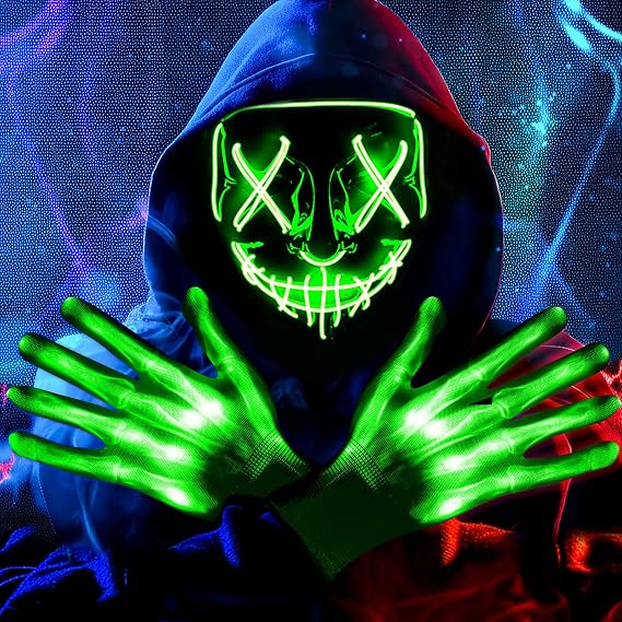 Halloween LED Light Up Mask, Scary Glowing Mask for Cosplay Costumes, Festival, Carnival Party Supplies Gifts