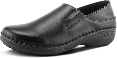 Spring Step Manila Slip-On Professional Nursing Shoes for Women - Womens Uniform Shoes with Round Toe, Closed Back, and Printed Leather - Nursing Clogs for Women