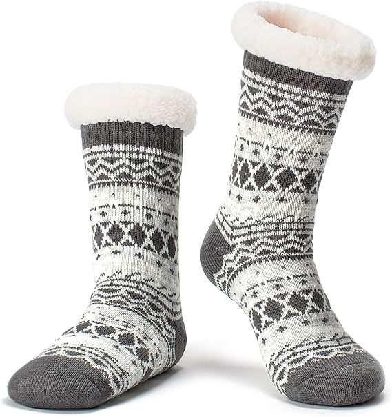 Cozylook Fuzzy Slipper Socks for Women with Grips, Cozy Winter Gifts | Plush sherpa lining, stretch knit, grip dots, machine washable, multiple colors, gift-ready box for mom, wife or grandma