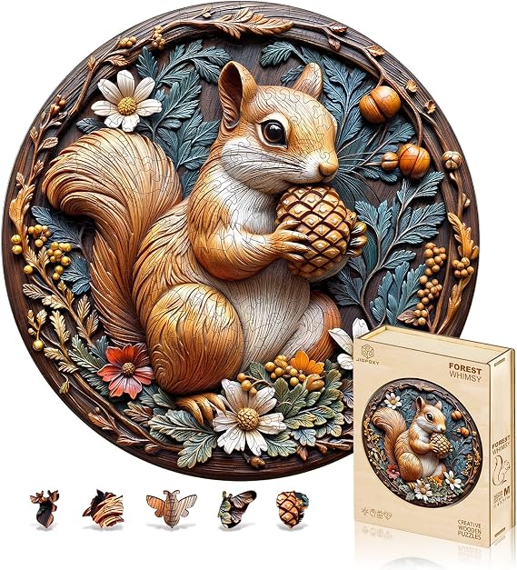 Jigfoxy Wooden Puzzles for Adults, Squirrel Wood Puzzles Adult