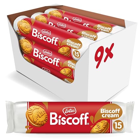 Lotus Biscoff Sandwich Doppelkekse Original Biscoff-Creme-Füllung Vegan Kein Zusatz von Aromen oder Farbstoffen 15 Doppelkekse pro Packung 9 x 150g 1.35 kg Vegan Only Natural Ingredients No Dyes or Added Flavours