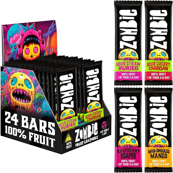 Zombie 100% Fruit Bars, Variety, Sweet & Sour Healthy Snacks, 24 x 25g Bars