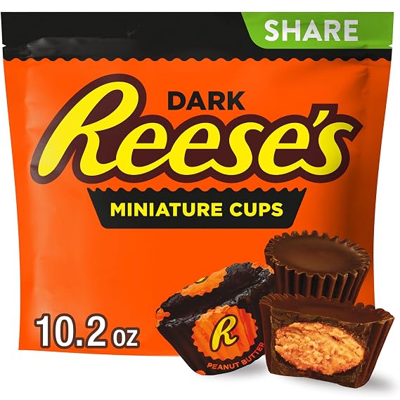 REESE'S Miniatures Dark Chocolate Peanut Butter Cups, Candy Share Pack, 10.2 oz