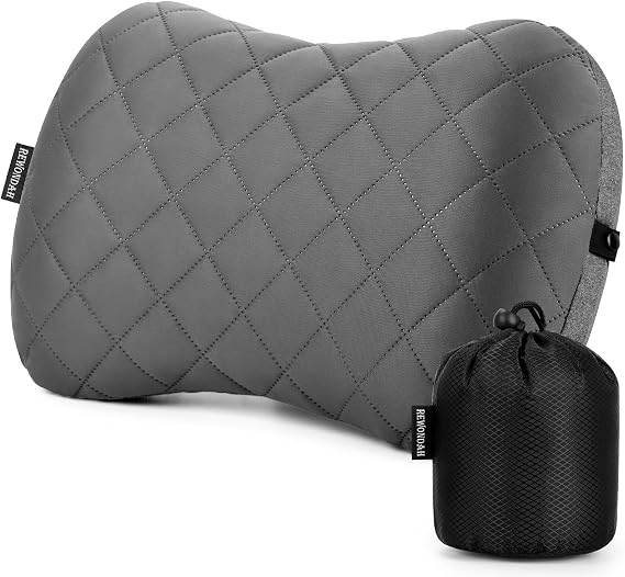 Rewondah Inflatable Camping Pillow Compact, Ultralight Blow Up Backpacking Pillow with Removable Cover, Ultimate Comfort for Camp, Travel, and Easy to Inflate