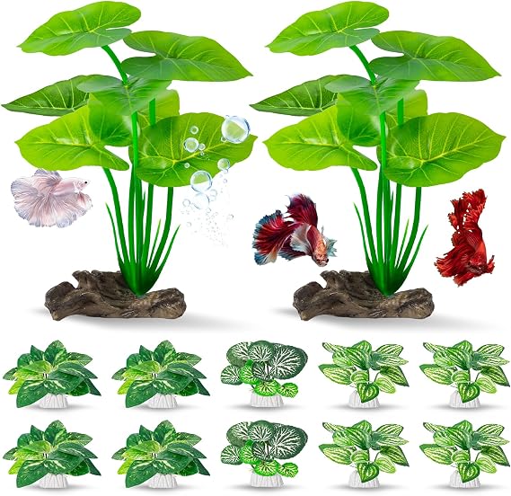 12 Pack Silk Aquarium Plants Betta Fish Tanks Decor,Betta Hammock 6-inch Fish Tank Plants Aquarium Decor,Suitable Artificial Fish Tank for Betta,Goldfish & Reptile Tanks Ornament Accessories