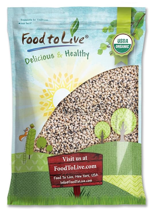 Food to Live Organic Black-Eyed Peas, 15 Pounds Raw Dried Cow Peas, Non-GMO, Bulk Beans, Product of the USA