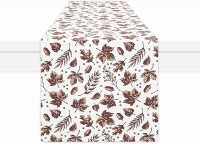 PurpleEssences Fall Table Runner Autumn Leaves Seasonal Decor for Kitchen & Dining Table, Table Centerpiece for Thanksgiving, Home, or Holiday Gatherings 13x90 Inch - Fall Dream