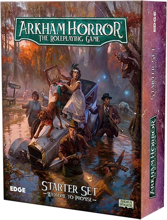 Arkham Horror RPG Welcome to Promise Starter Set Cooperative Horror Roleplaying Game with Complete Adventure for Up to 5 Players & 1 Game Master