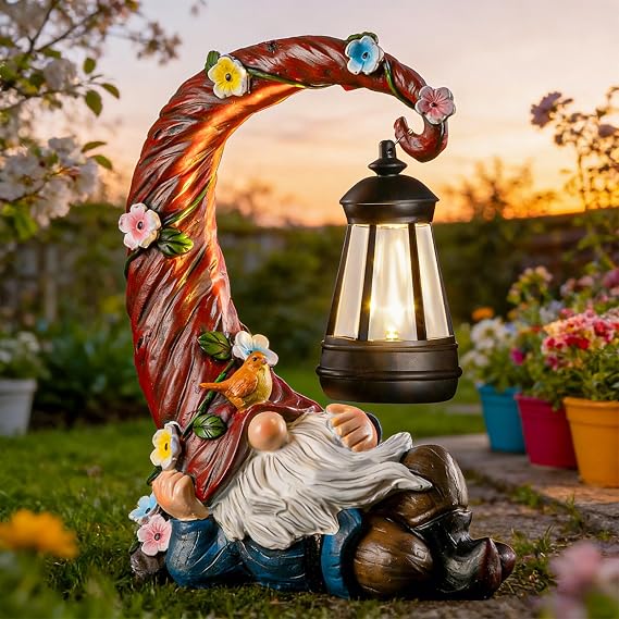 twinbling Christmas Gnomes Outdoor Statues with Solar Light Funny Gnome Decor Gifts for Women Mom Gnomes Decorations for Home Patio Lawn Yard Garden Decor