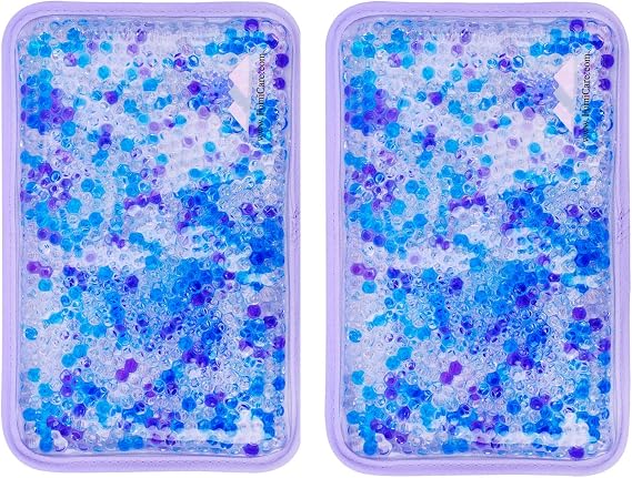 Hot and Cold Gel Bead Ice Pack (2-Pack) by FOMI Care | Lavender Scented | Reusable Cold Wrap, Cold Compress & Heating Pad | Freezable, Microwavable | Fabric Backing (7.5 x 4.5)