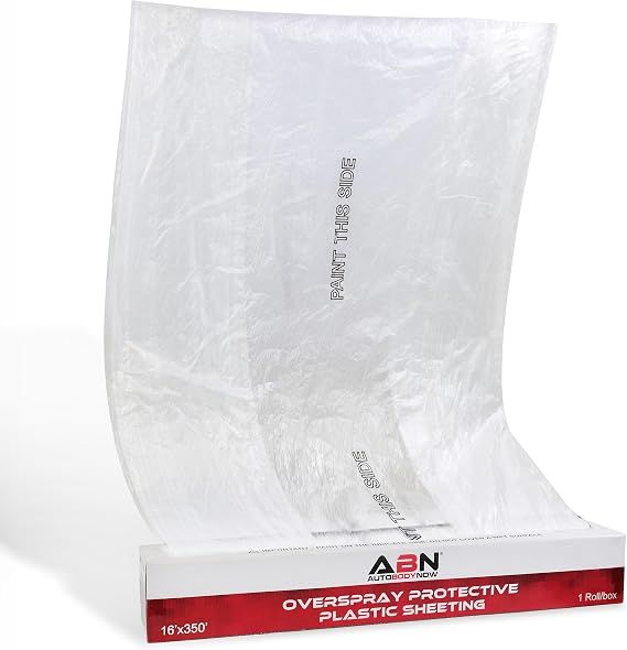 ABN Clear Plastic Sheeting 10 Micron 16 x 350ft Transparent Protective Masking Film Automotive Painting & More