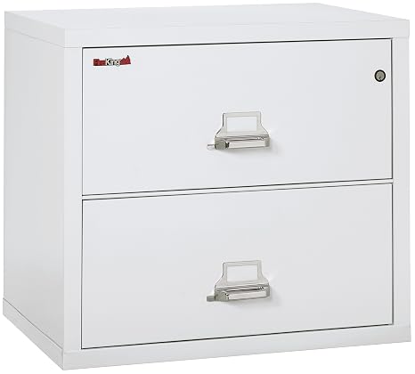 Fireking Fireproof Lateral File Cabinet (2 Drawers, Impact Resistant, Water Resistant), 27.75" H x 31.19" W x 22.13" D, Arctic White