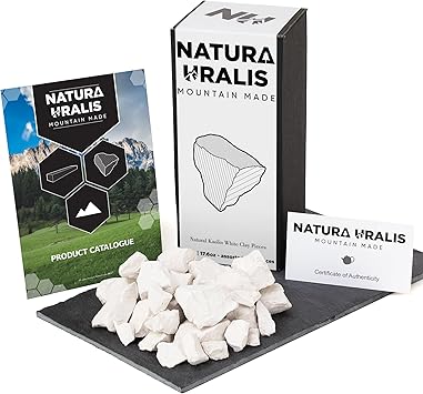 Natura Uralis Kaolin White Clay | 17.5oz Natural, White to Off-White, Amazing Crunch, Satisfying Earthy, Velvety and Firm Texture, ASMR Sensation
