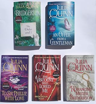 Bridgerton Five Book Collection The Duke and I, Viscount Who Loved Me, Offer From a Gentleman, Romancing Mr Bridgerton & Sir Phillip, With Love