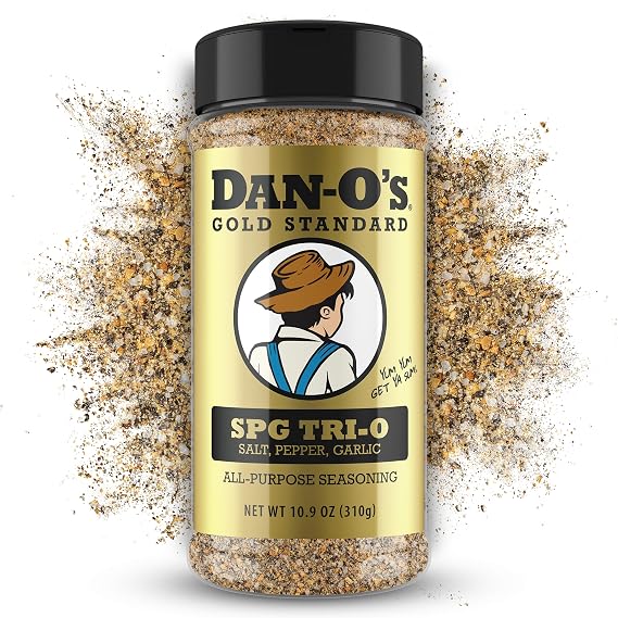 Dan-Os SPG Tri-O Seasoning Salt, Pepper & Garlic Blend Medium Bottle Premium All Purpose SPG for Steak, Chicken, Seafood & Veggies