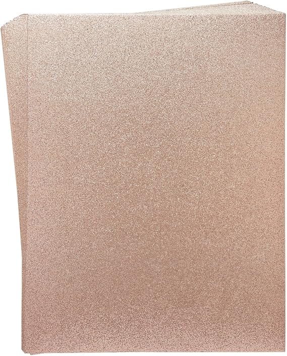 Bright Creations Rose Gold Glitter Cardstock - Metallic Shimmer Invitation Paper & Card Making Supplies - 8.5 x 11 In, 300gsm, 30 Sheets