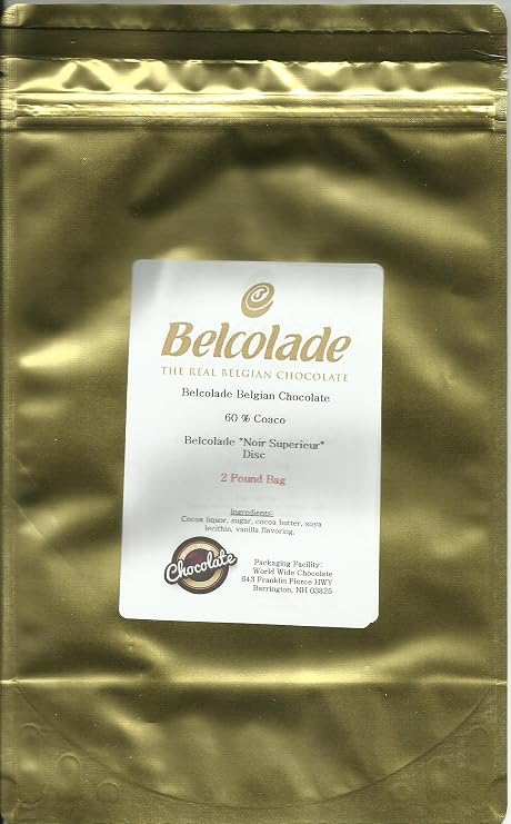 Belcolade Belgian Chocolate - Dark Bitter-sweet Chocolate Discs,#34;Noir Superieur", 60.0% Cocoa, Gold Bag, 2 Pound Bag