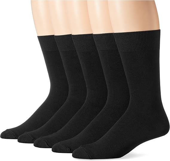 Amazon Essentials Men's Cotton Crew Dress Socks, 5 Pairs