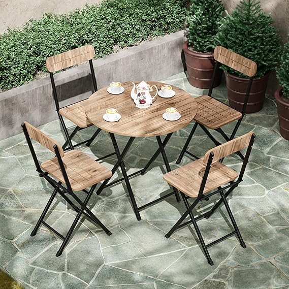 4 Seater Round Bistro Set Garden Kitchen Table Chair Pine 1500