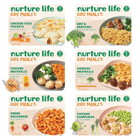 Nurture Life Kids Meals, Healthy Toddler, Kid & Baby Food 6 Meal Variety Pack, Chicken Meatballs & Pasta, Taco Pockets, Freshly Made Organic Focus, Ready to Eat Meals & Snacks, Refrigerated Delivery