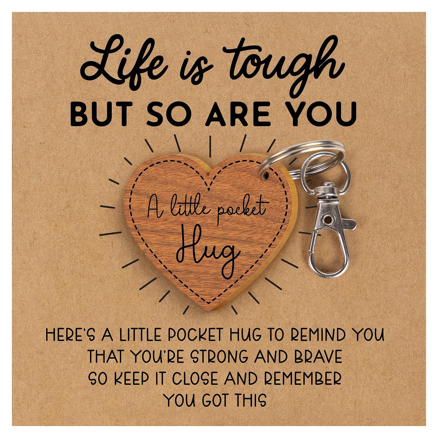 Pocket Hug Token Life Is Tough But So Are You, Feel Better Gifts For Women, You Got This Keychain With Card, Thinking Of You, Sobriety, Wellness, Healing, Uplifting, Chemo Care, Cancer Survivor Gifts