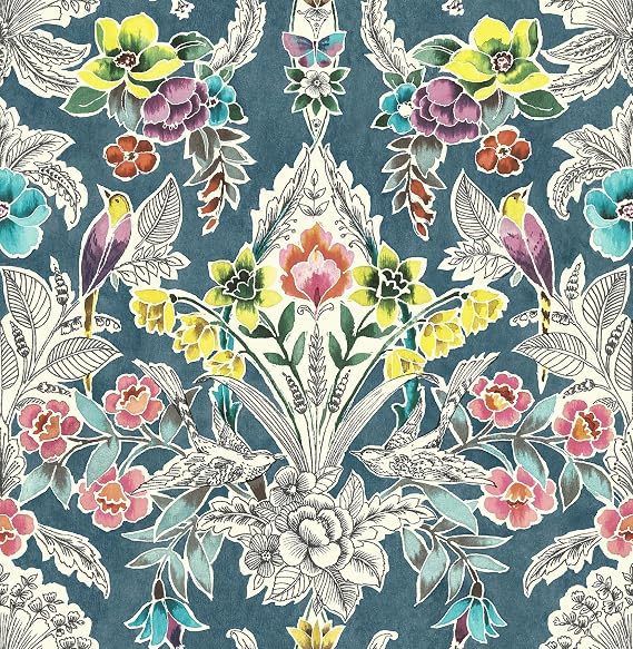 NuWallpaper NU3037 Summer Love Teal Peel & Stick Wallpaper, Multicolor