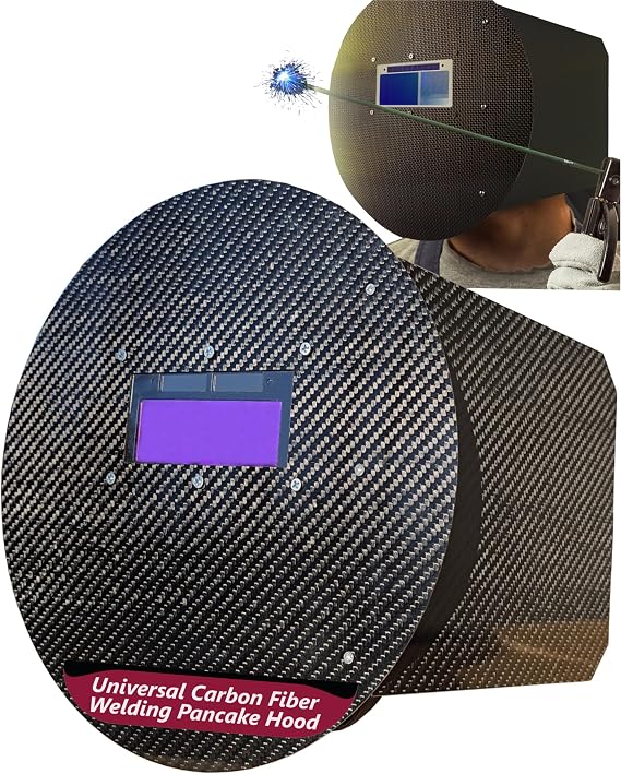 SturdyShape Pancake Welding Hood Ultralight for Pipeline Welders 10oz Carbon Fiber Pipeliner Helmet, Right or Left Hand Use Unique Design for Automotive & Custom Fabrication Workers (Carbon Fiber)