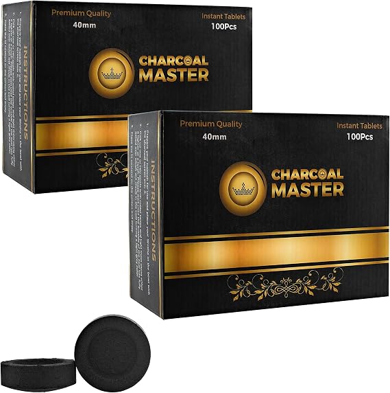 Coal Instant Light Incense Instant Coal Disks Coal Tablets Charcoal Disks Set of 200 Coals 40 mm Quick Light Charcoal Briquettes Natural Coal Disks Slow Burn and Low Smoke (200)