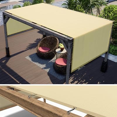 ColourTree 8 x 17 Beige Pergola Sun Shade Canopy Replacement Cover UPF50, Commercial Grade 260 GSM Cloth for Outdoor Patio, Garden, Deck, Backyard We Make Custom Size