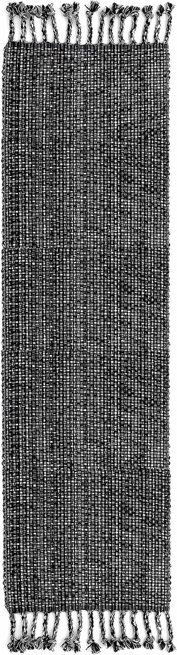 100% Cotton Table Runner for Dining Room Tables Rectangle Two Tone Woven Fabric 72" x 13" Soft Durable Table Runner, Black(Pack of 1)