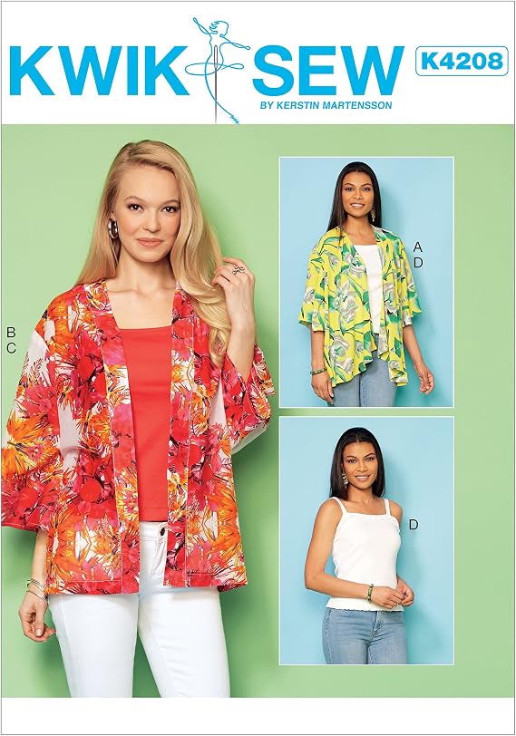 McCall Pattern K4208OSZ Kwik Sew Misses' Open-Front Loose Jackets and Knit Tops Sewing Pattern