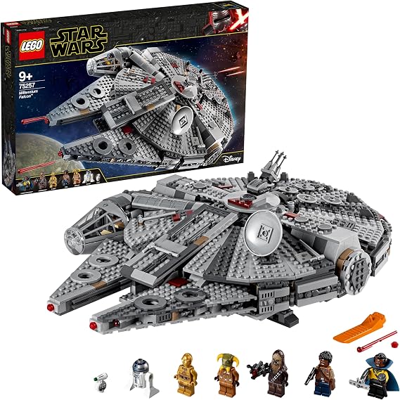 Lego 75257 Star Wars Millennium Falcon Starship Construction Set, with Finn, Chewbacca, Lando Calrissian, Boolio, C-3PO, R2-D2 and D-O, The Rise of Skywalker Collection,9 years and up