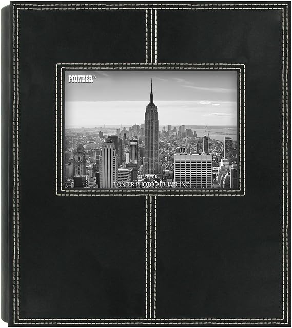 Pioneer Photo Albums 2PS-160 160-Pocket Sewn Leatherette Frame Cover Photo Album, Black