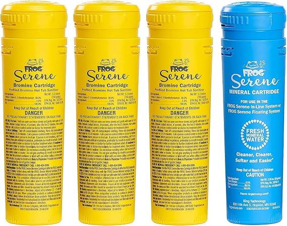 FROG Serene Replacement Mineral and Bromine Cartridge Kit for use with Hot Tub FROG Serene Floating Sanitizing System - Prefilled for Quick & Easy Hot Tub Maintenance - 3 Month Bundle