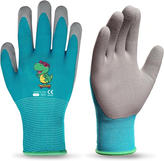 Kids Gardening Gloves, Latex Coated Toddler Yard Gloves, 1 Pairs (3-5 YRS)