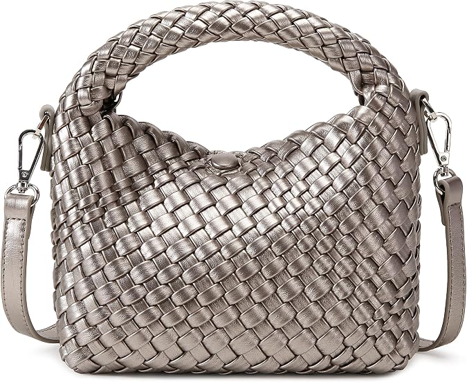 Fashion Small Woven Bag for Women, Handmade MINI HOBO Tote Bag Crossbody Handbag Travel Summer Beach Bag