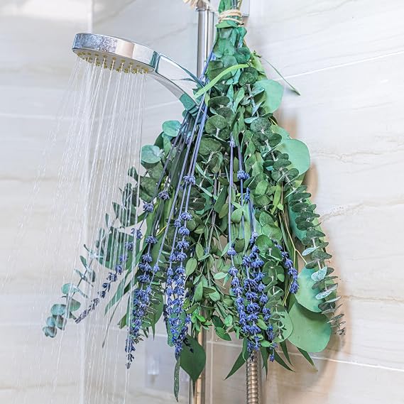 5 Kinds Eucalyptus & Lavender Stems - 17" Natural Fresh Hanging Real Leaves Shower & Home Decor Aromatic Plant (1 Pack Set - 17 inch)