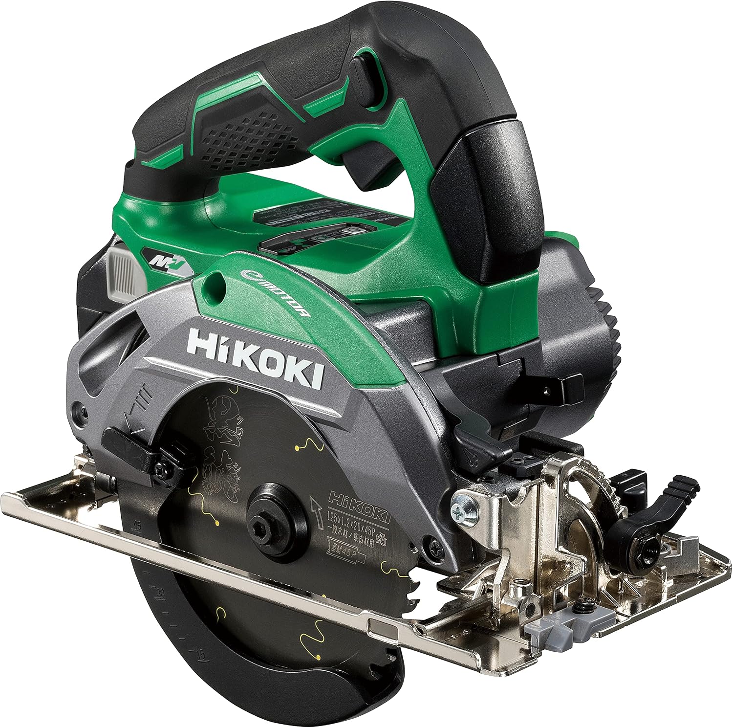 HiKOKI C3605DBSK2XPS 36V, 4.9 inches 125 mm, Cordless Circular Saw, High Speed 7,000 Rotation, Reverse 15° Cut Capable, Aggressive Green, 2 Bluetooth Storage Batteries, Rapid Charger, System Case 4, Dust Collecting Adapter, Black Orca Chip Saw Included